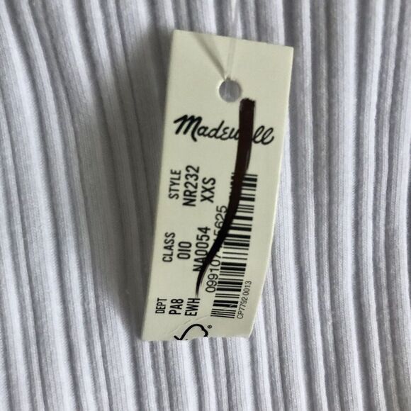 Madewell Tank Top Size XXS White Ribbed Cotton Blend Sleeveless Cropped Boatneck - Picture 11 of 16